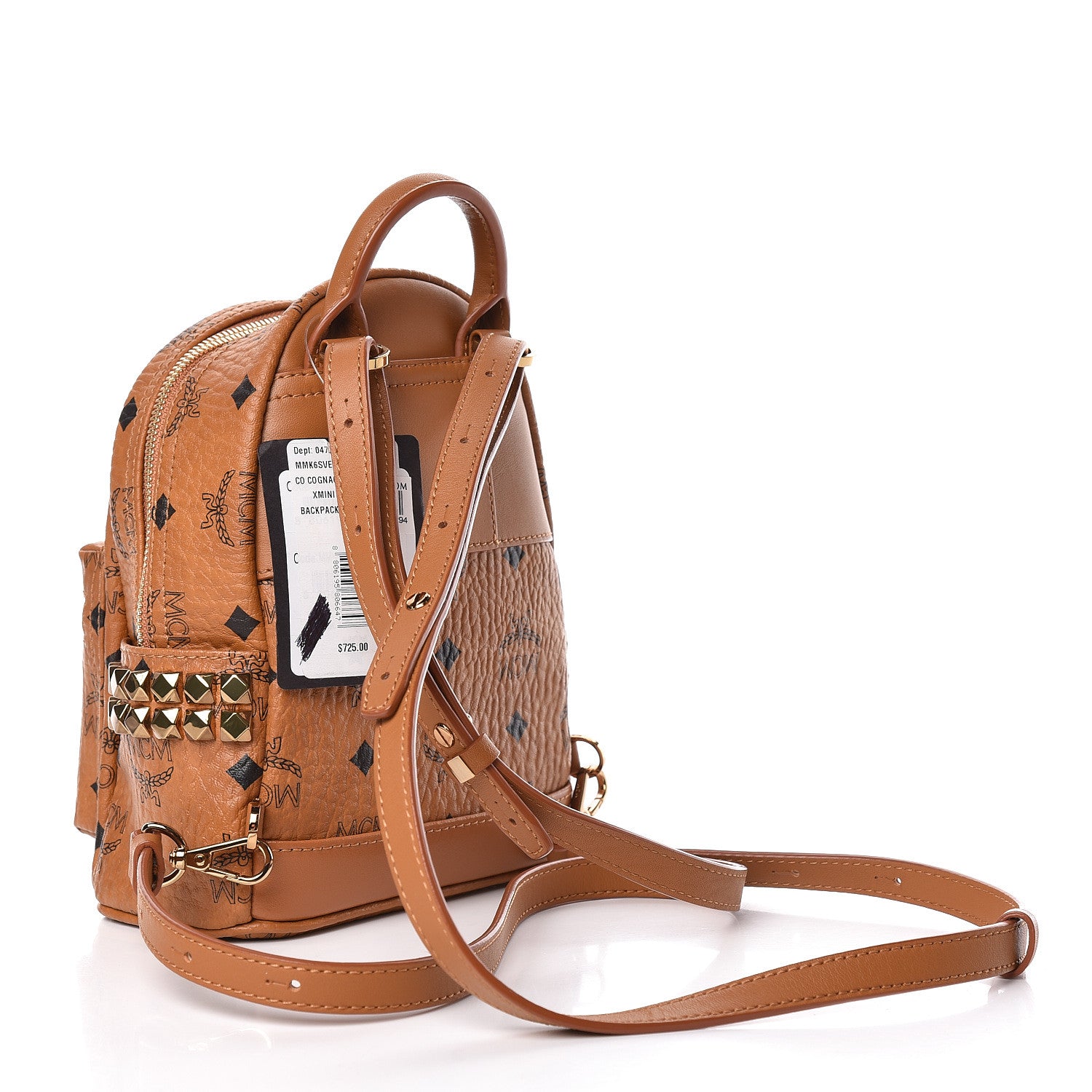 MCM Visetos Side Stud X-Mini Stark Backpack Cognac 3 of 11