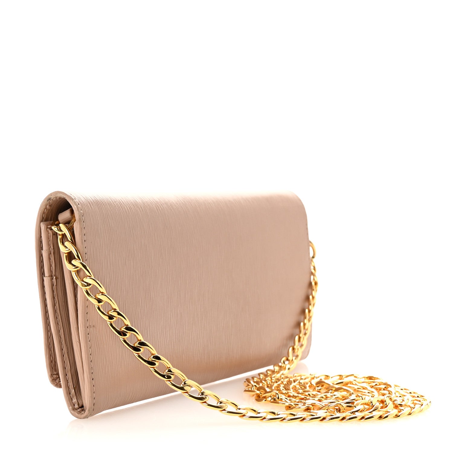 Prada Vitello Move Metal Oro Chain Wallet Cipria 3 of 9