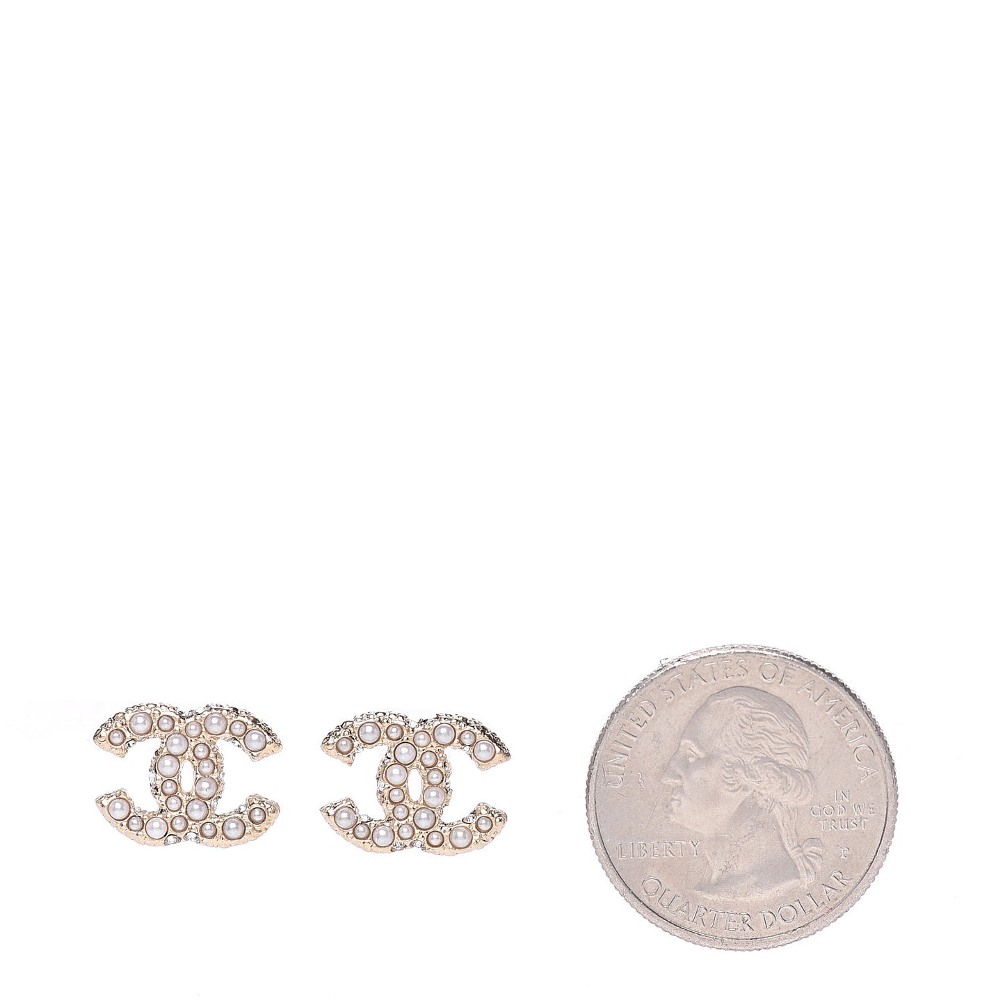 Metal Graduated Pearl Crystal CC Earrings Light Gold