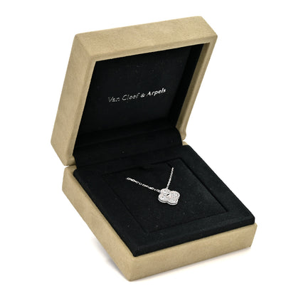 Van Cleef & Arpels 18K White Gold Diamond Vintage Alhambra Pendant Necklace 7 of 7