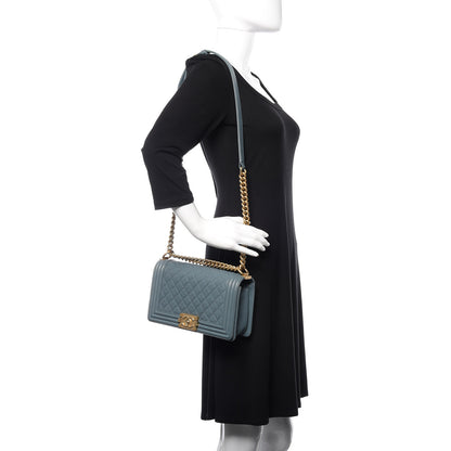 Chanel Caviar Quilted Medium Boy Flap Blue 2 of 13