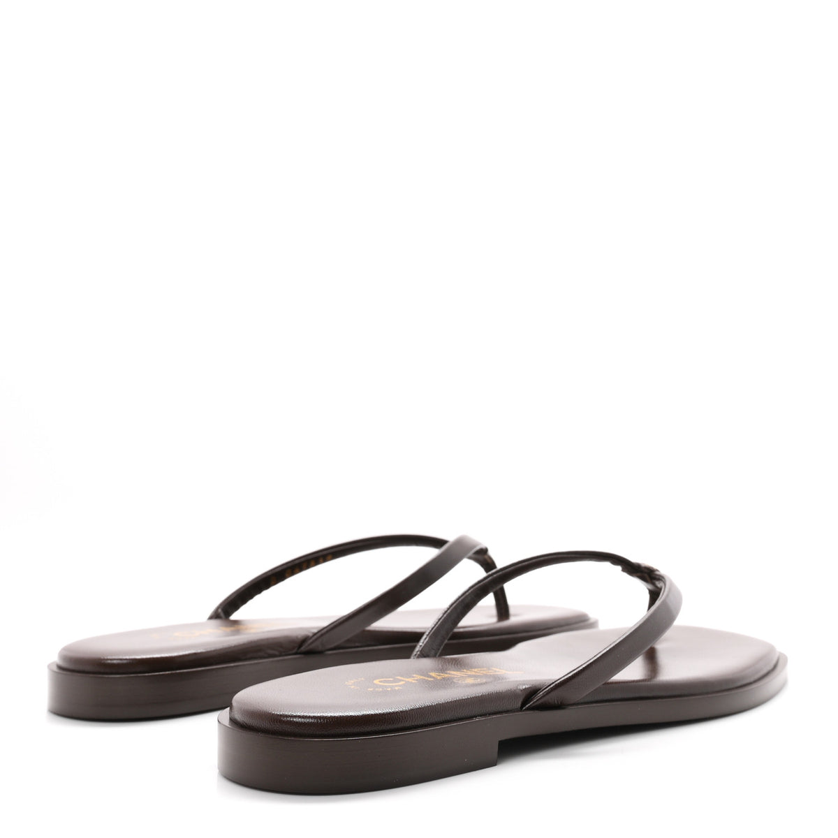 Chanel Goatskin CC Times Square Thong Sandals 37 Brown 5 of 10