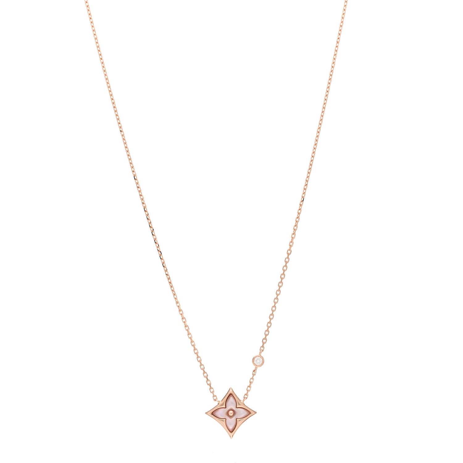 Louis Vuitton 18K Pink Gold Diamond Pink Mother of Pearl Color Blossom BB Star Pendant Necklace 1 of 3