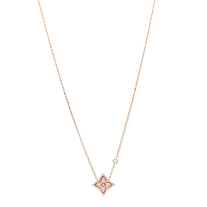 Louis Vuitton 18K Pink Gold Diamond Pink Mother of Pearl Color Blossom BB Star Pendant Necklace 1 of 3