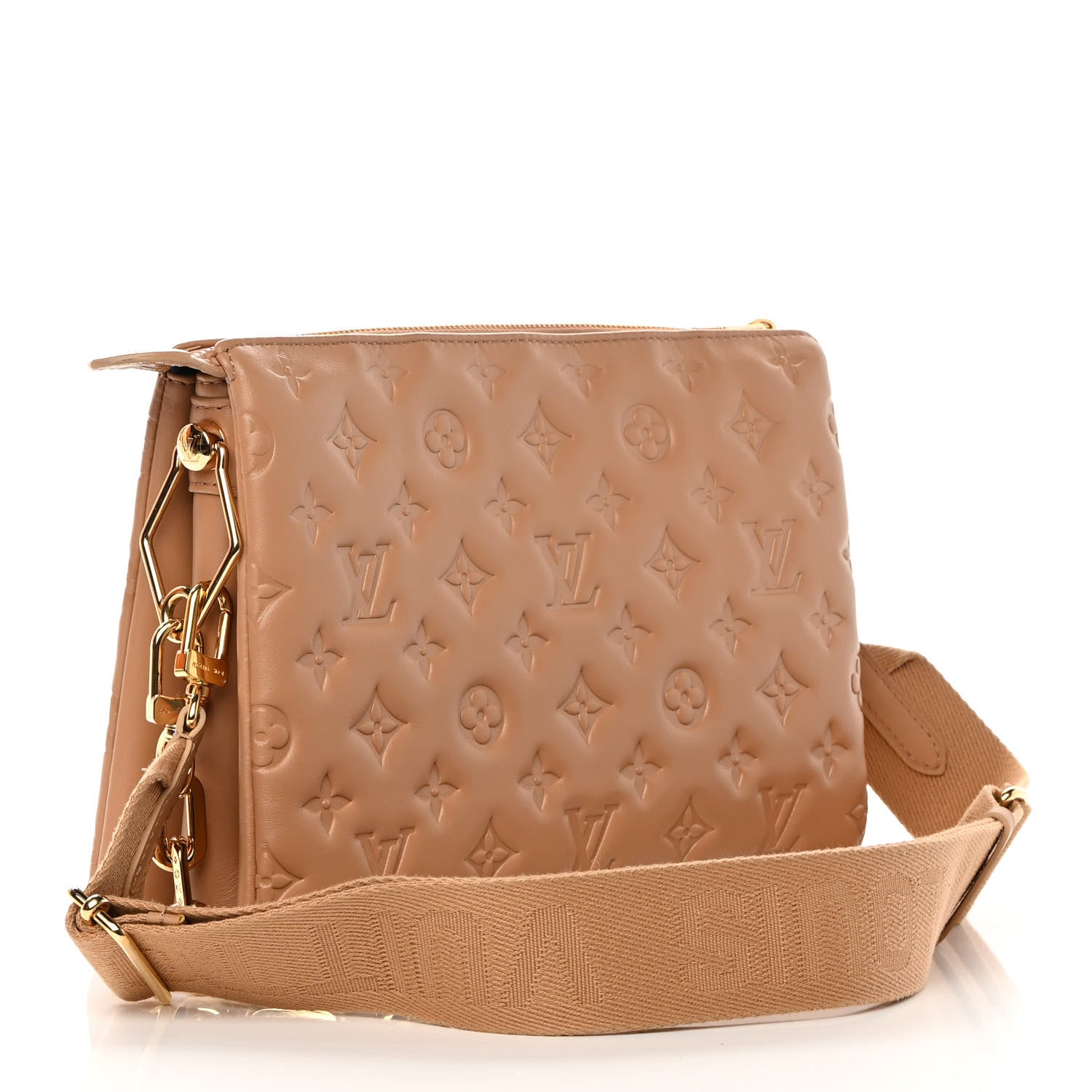 Louis Vuitton Lambskin Embossed Monogram Coussin PM Camel 3 of 12