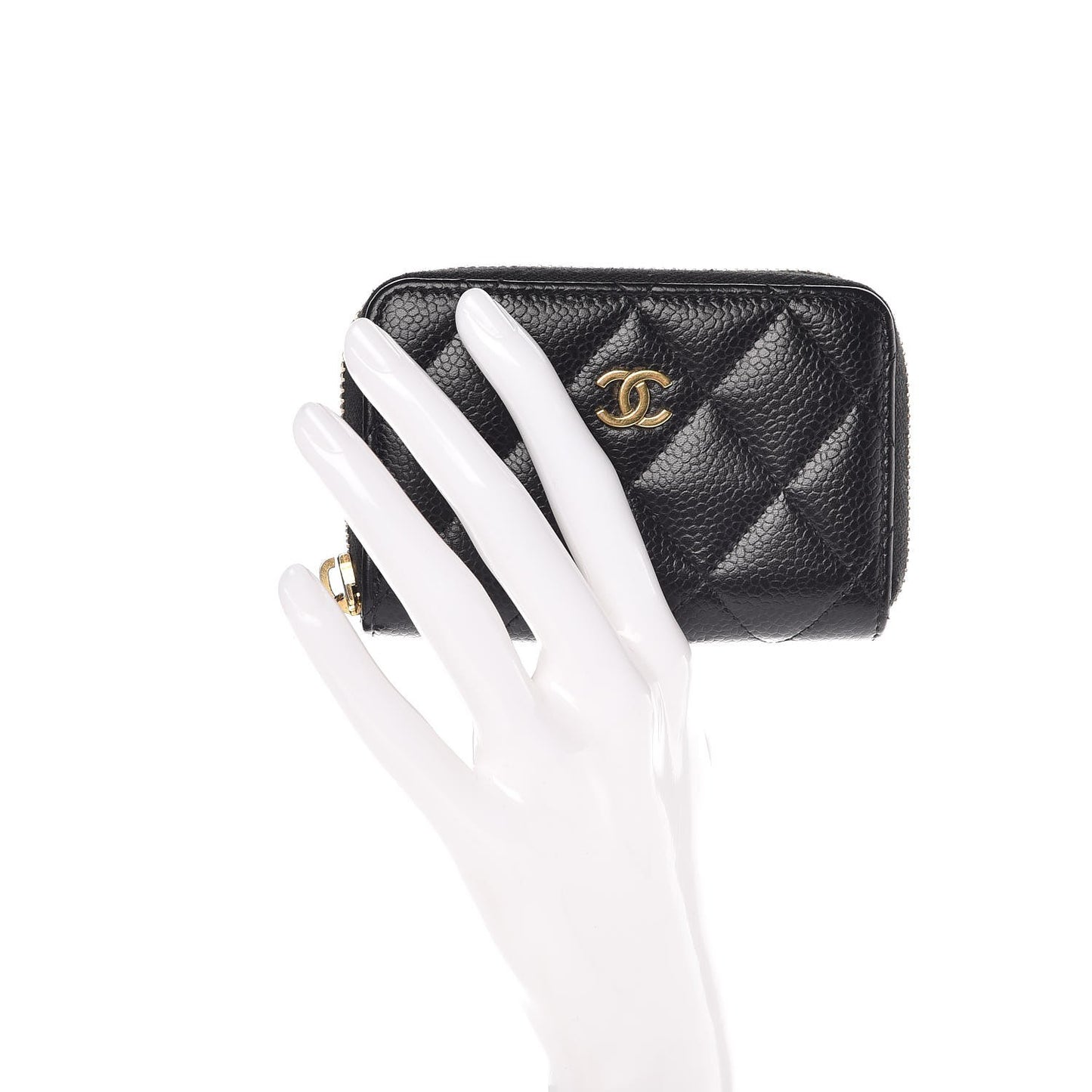 Caviar Quilted Zip Coin Purse Black