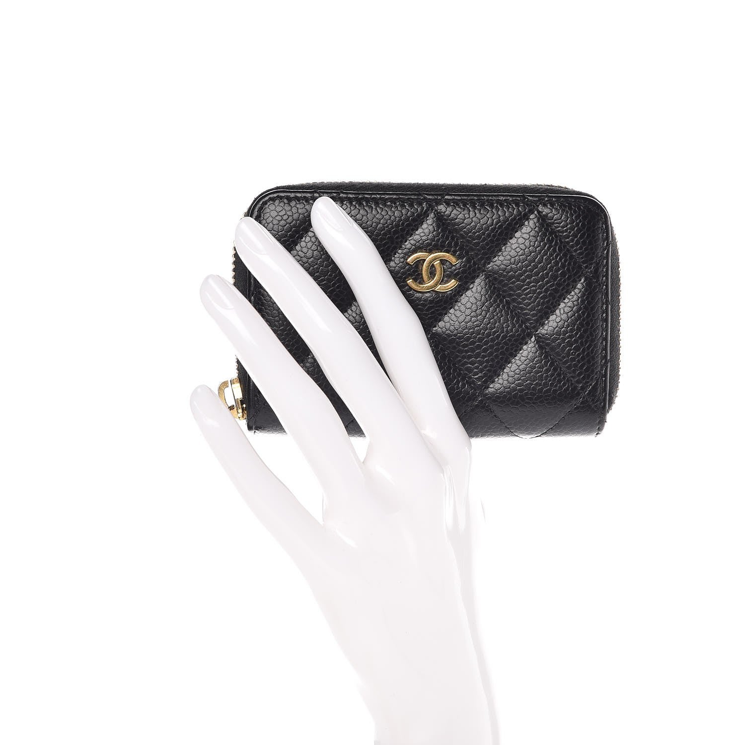 Chanel Caviar Quilted Zip Coin Purse Black 2 of 9