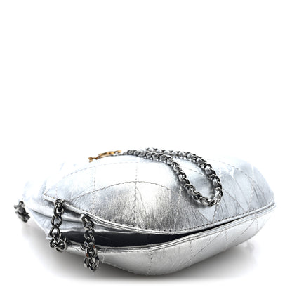 Chanel Metallic Aged Calfskin Quilted Small Gabrielle Bucket Silver 4 of 9