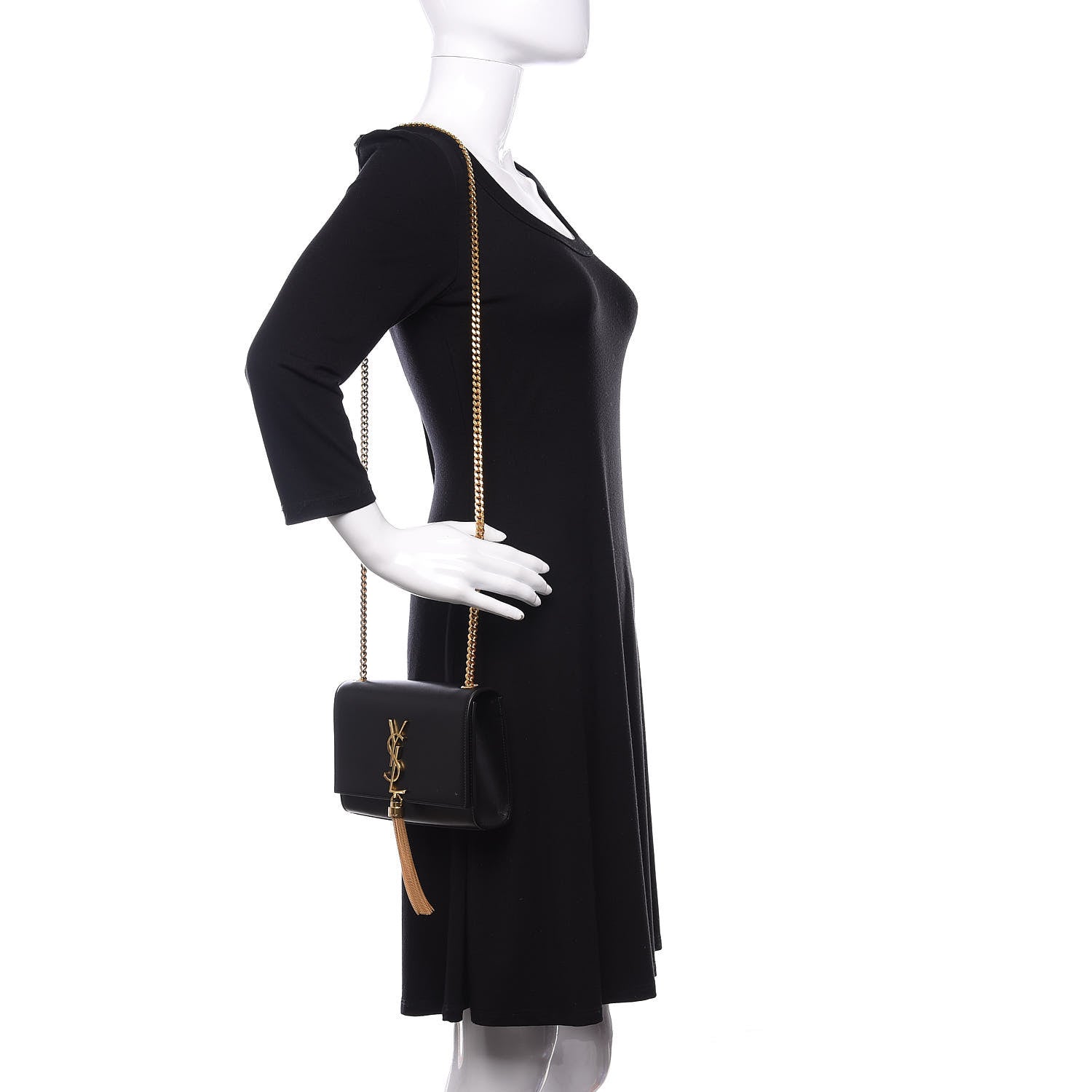 Saint Laurent Calfskin Small Classic Monogram Kate Tassel Satchel Black 2 of 8