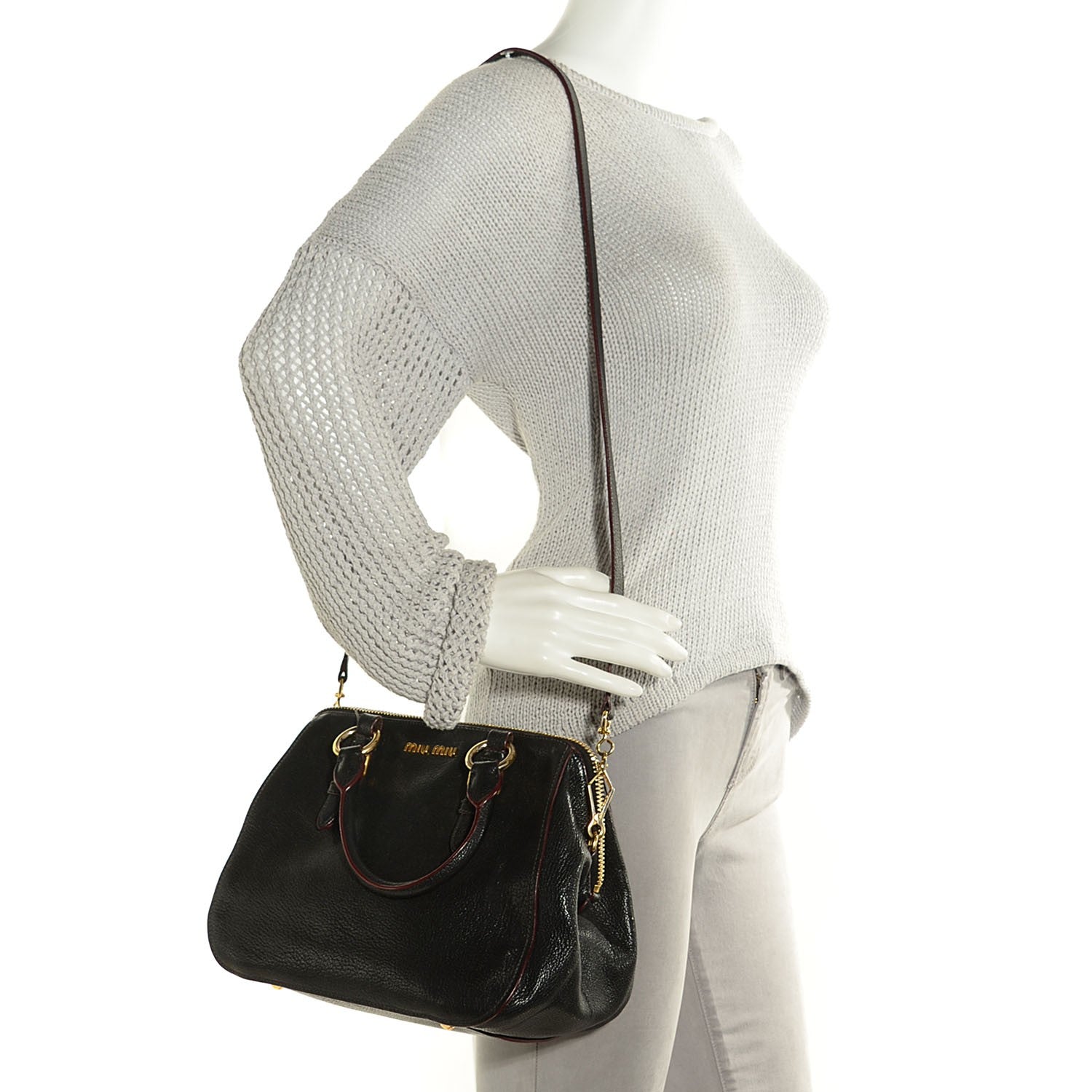 Miu Miu Goatskin Madras Bauletto Nero Black 2 of 8