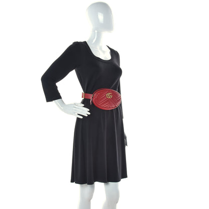 Gucci Calfskin Matelasse GG Marmont Belt Bag 75 30 Hibiscus Red 2 of 9