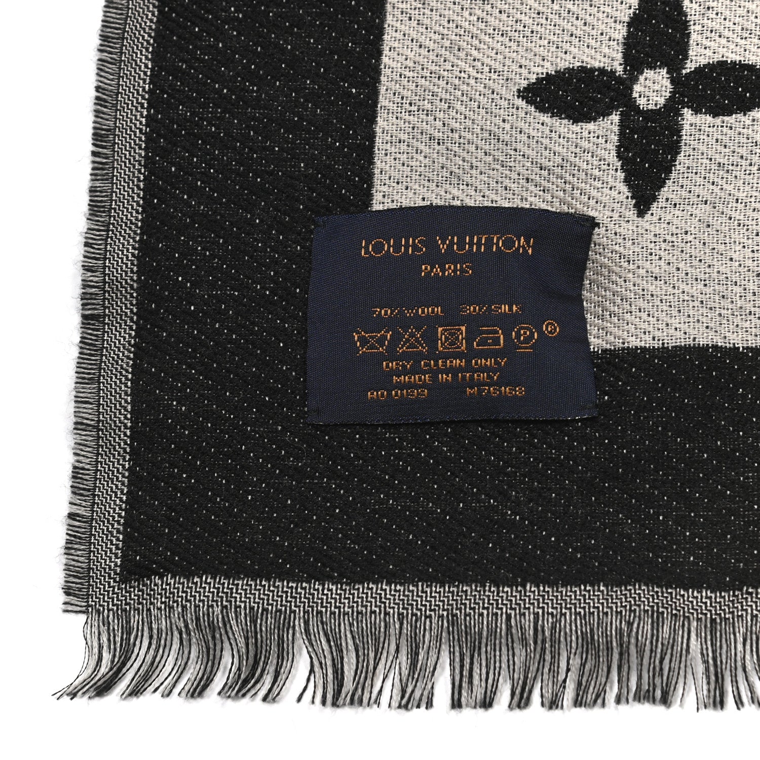 Louis Vuitton Silk Wool Monogram Miss LV Stole Black 3 of 4