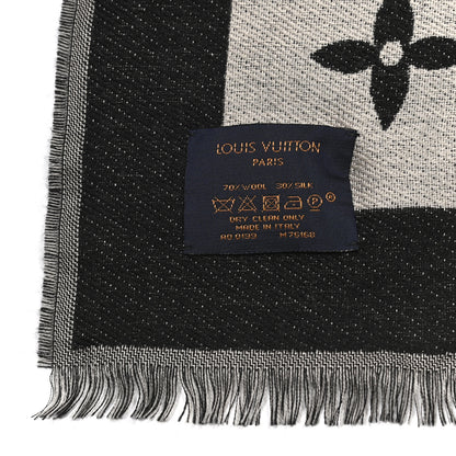 Louis Vuitton Silk Wool Monogram Miss LV Stole Black 3 of 4