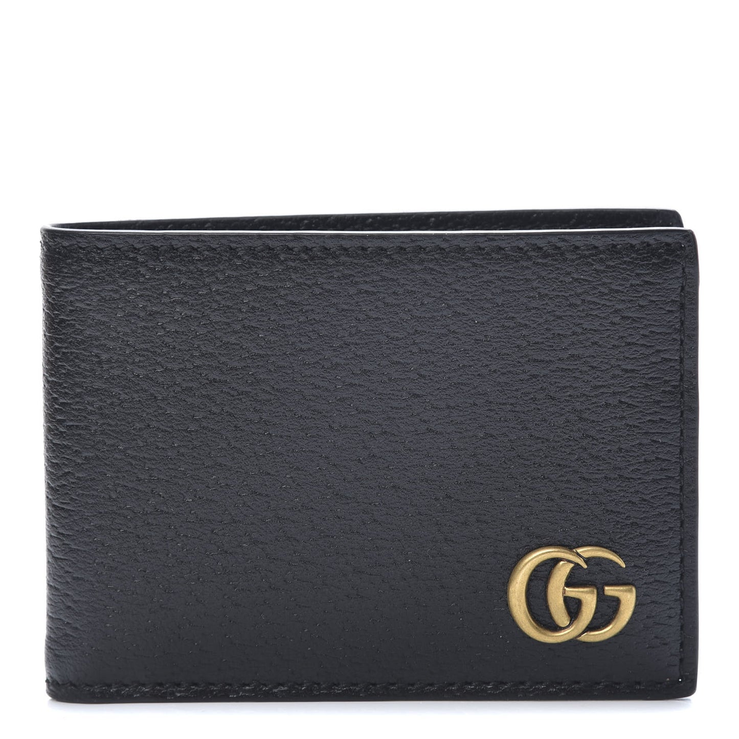 Calfskin Boar Effect GG Marmont Bi-Fold Wallet Black