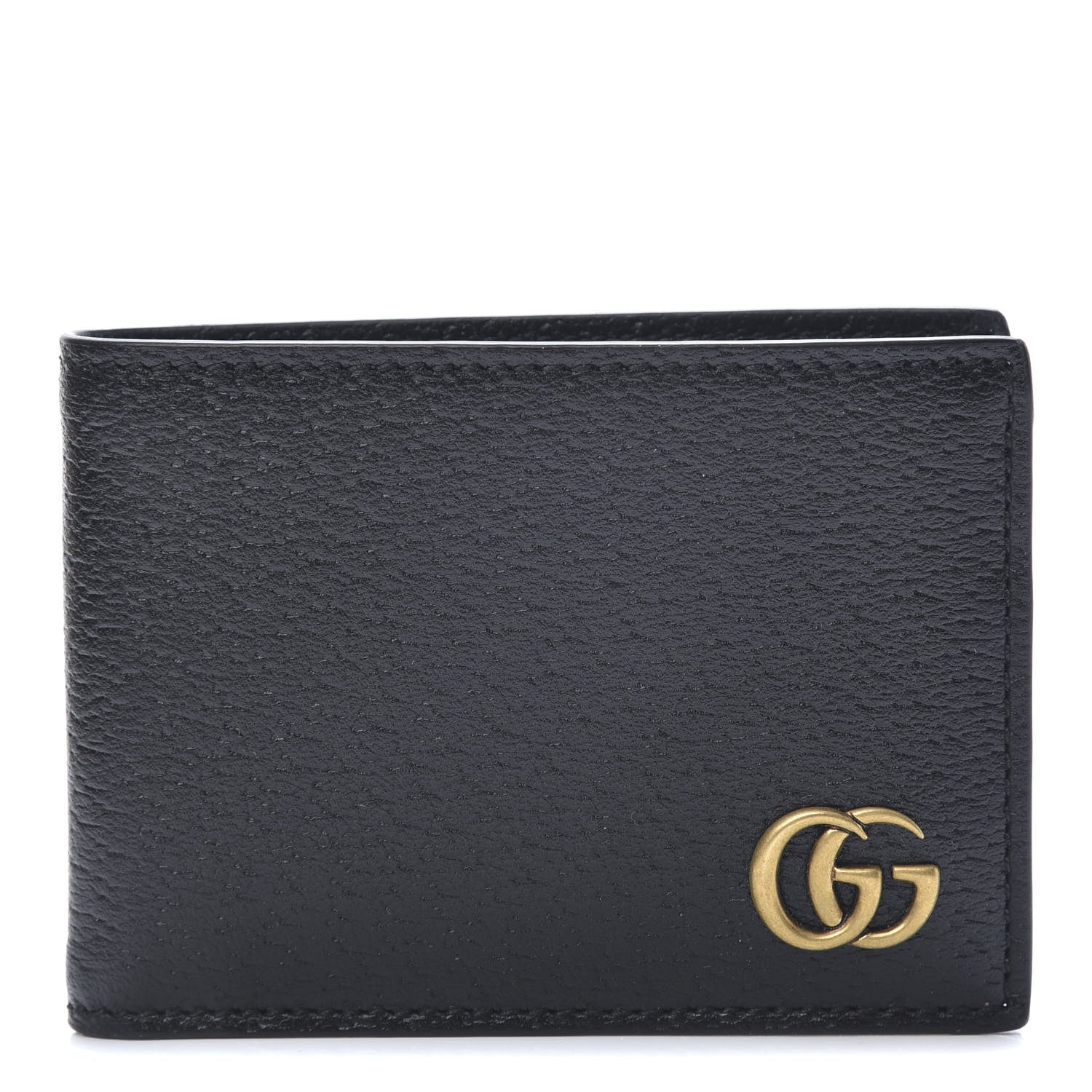 Gucci Calfskin Boar Effect GG Marmont Bi-Fold Wallet Black 1 of 7