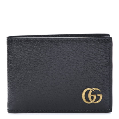 Gucci Calfskin Boar Effect GG Marmont Bi-Fold Wallet Black 1 of 7