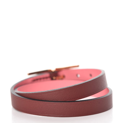 Hermes Swift Behapi Double Tour Bracelet T2 Rouge H Rose Ete 3 of 5