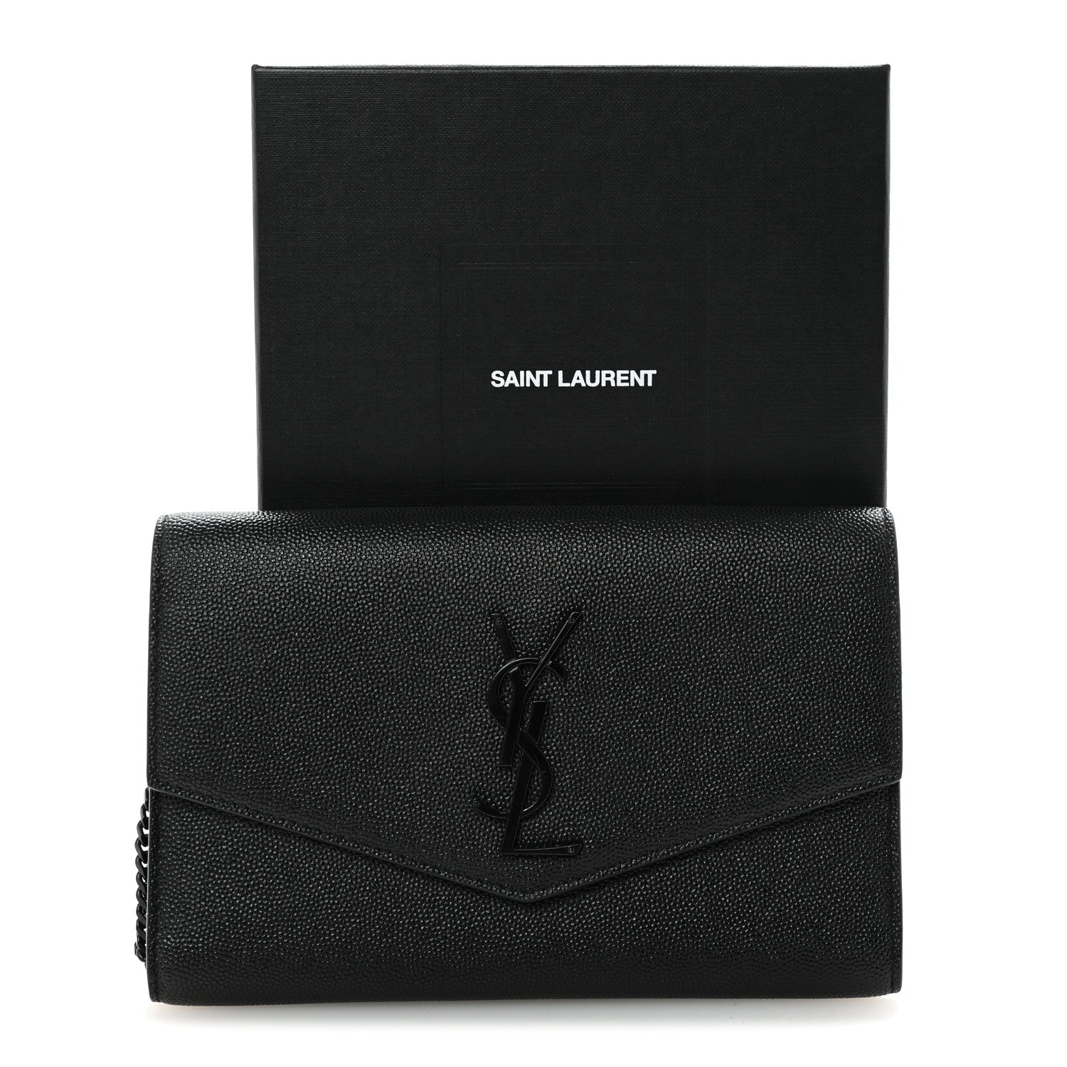 Saint Laurent Grain de Poudre Uptown Chain Wallet Black 12 of 12