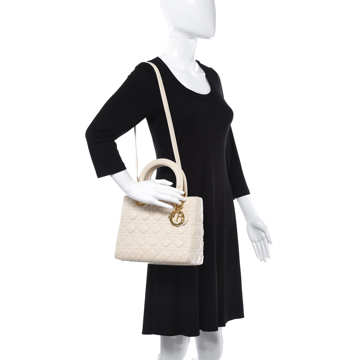 Christian Dior Lambskin Cannage Medium Lady Dior White 2 of 14