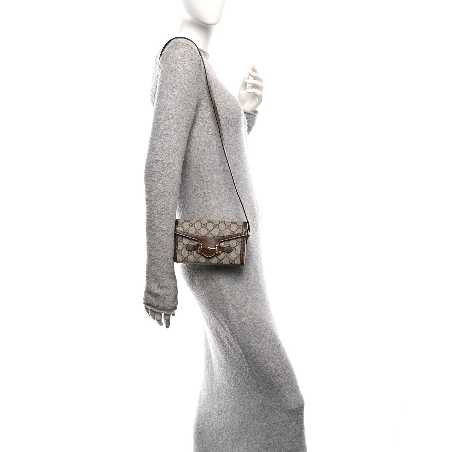 Gucci GG Supreme Monogram Mini Horsebit 1955 Shoulder Bag Beige Brown Sugar 2 of 10
