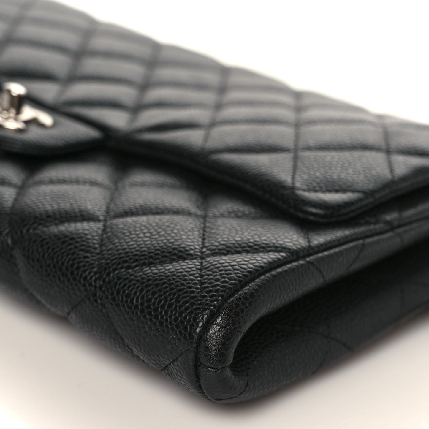 Caviar Quilted Clutch With Chain Flap Black