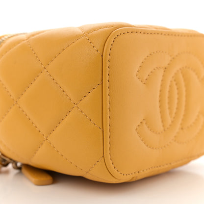Chanel Lambskin Quilted Top Handle Mini Vanity Case With Chain Yellow 9 of 10