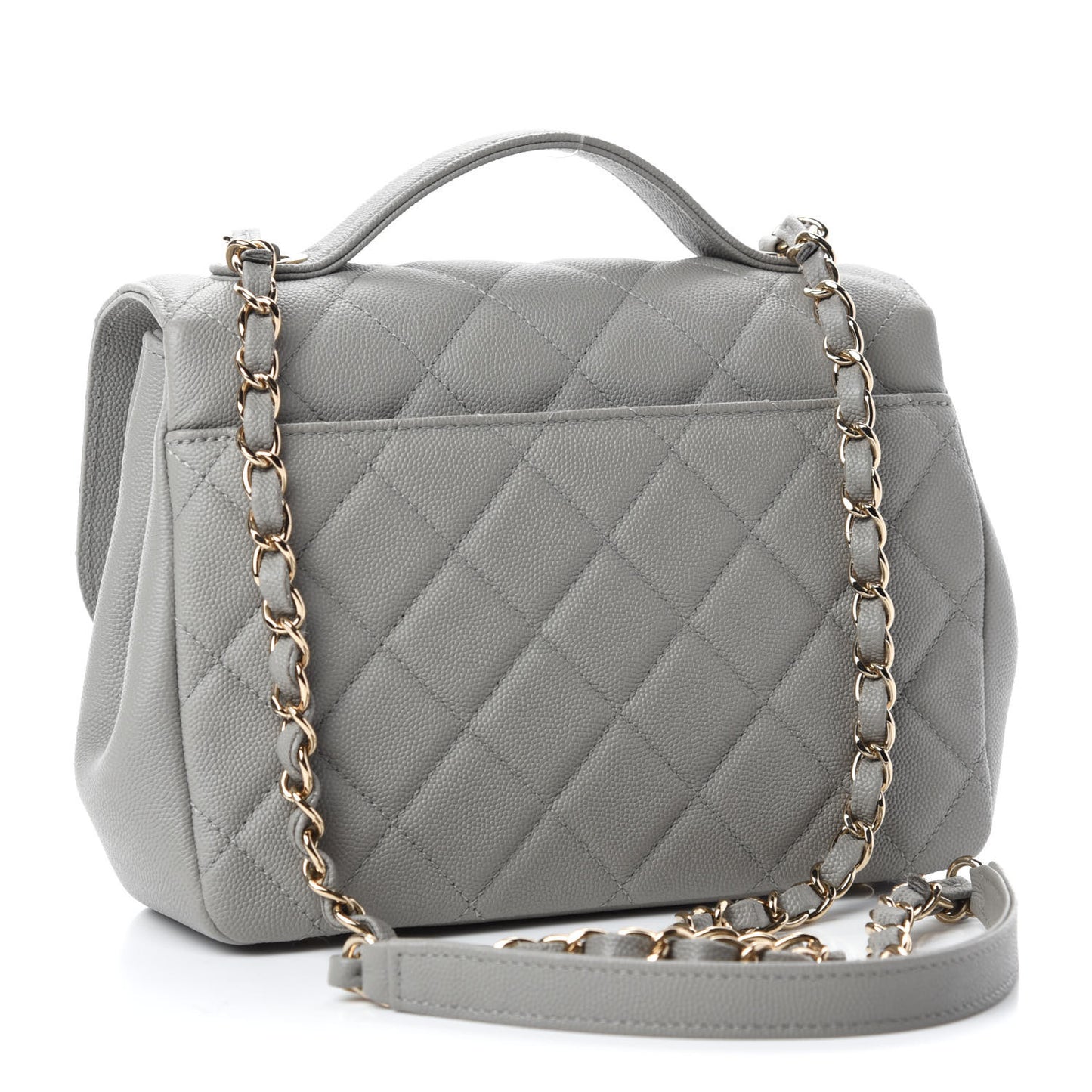 Caviar Quilted Small Business Affinity Flap Grey