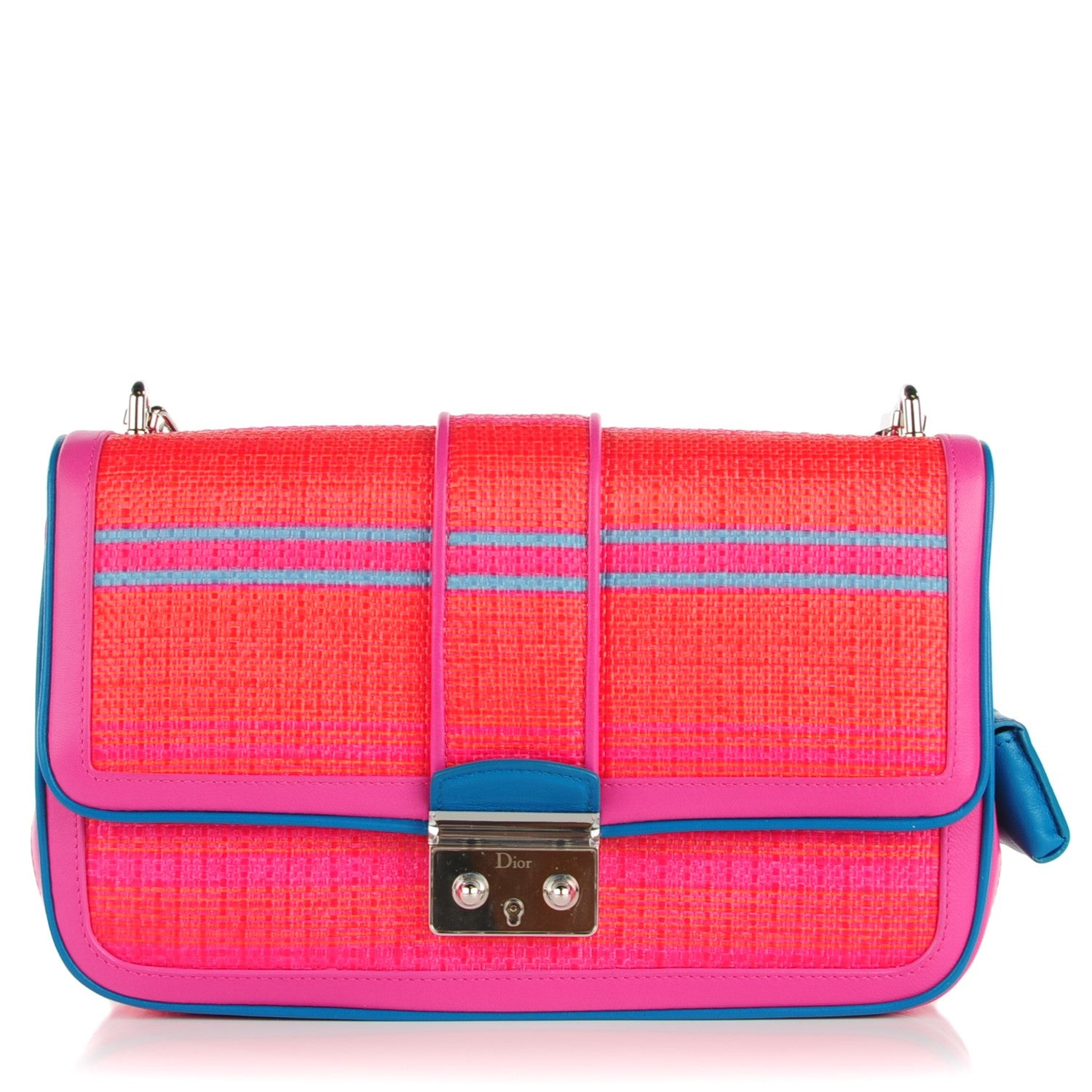 Christian Dior Raffia Medium Miss Dior Flap Coral Pink Cerulean 1 of 7