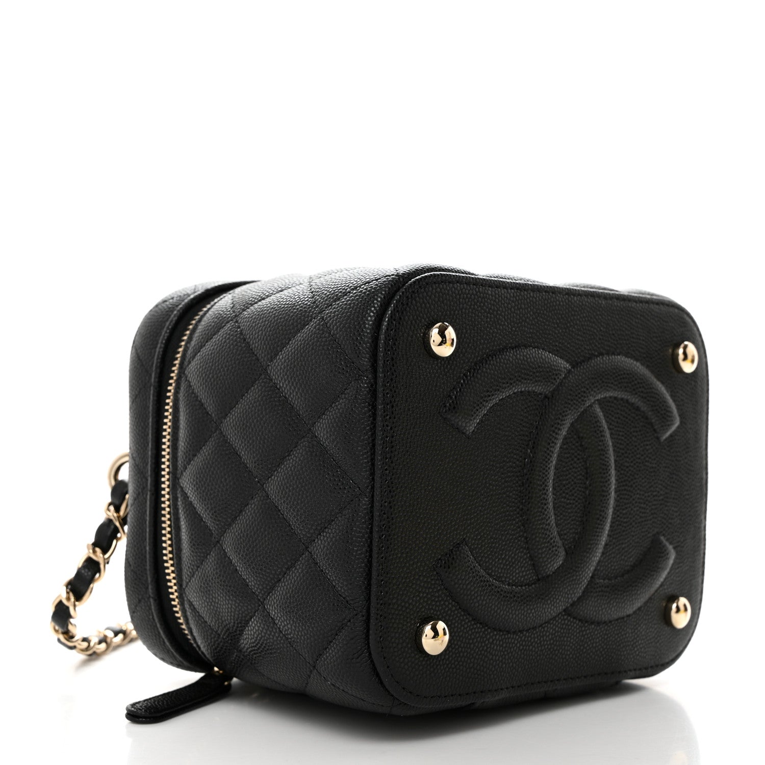 Chanel Caviar Quilted Small Top Handle Vanity Case With Chain Black 4 of 11