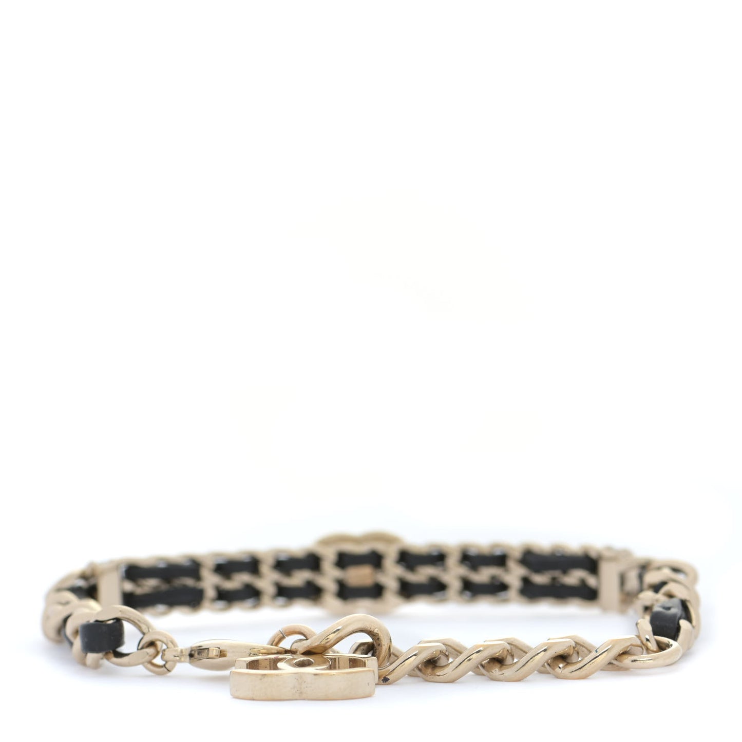 Lambskin Crystal CC Chain Bracelet Gold Black