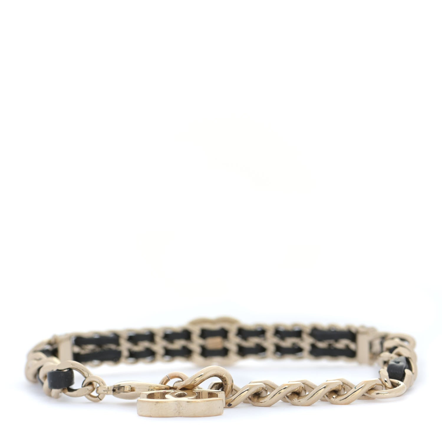 Chanel Lambskin Crystal CC Chain Bracelet Gold Black 3 of 9