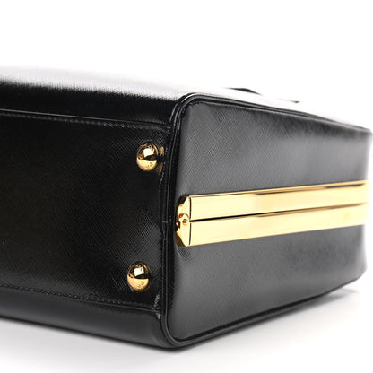 Prada Saffiano Vernice Pyramid Bag Black 9 of 9