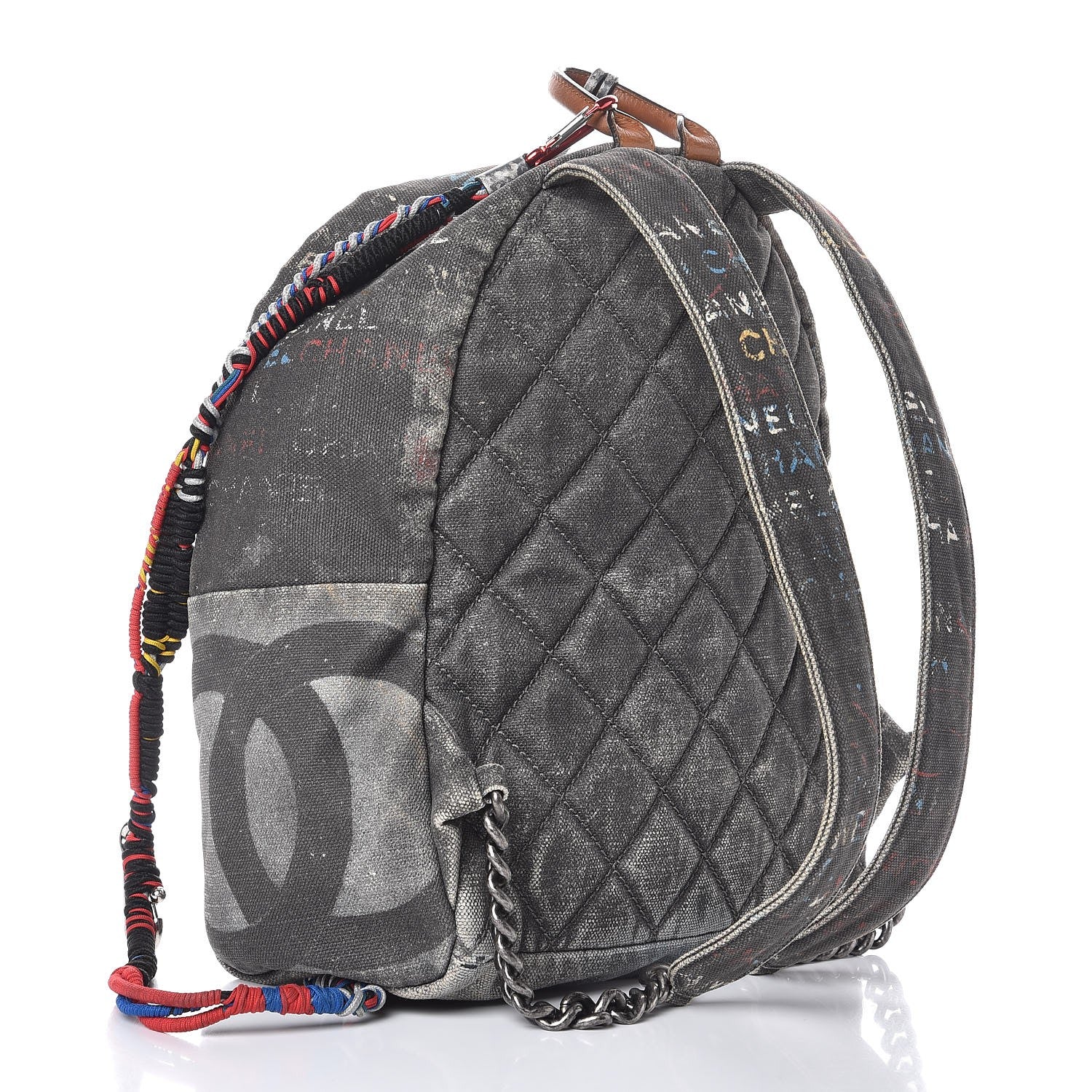 Chanel Graffiti Printed Canvas Medium Backpack Black 3 of 8