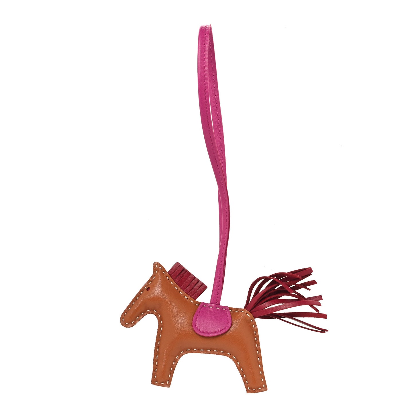 Milo Lambskin Grigri Rodeo Horse Bag Charm PM Gold Rubis Rose Poupre