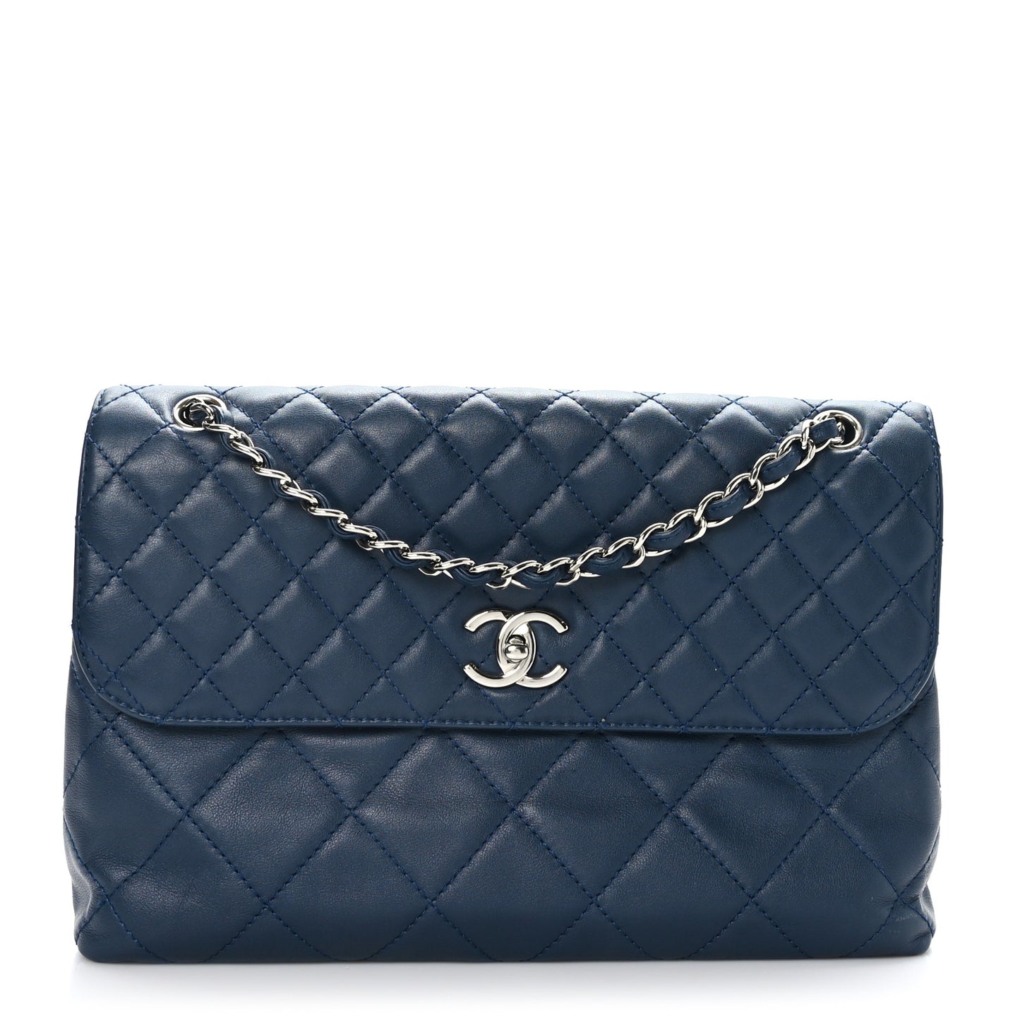 Calfskin Quilted In the Business Flap Dark Navy Blue