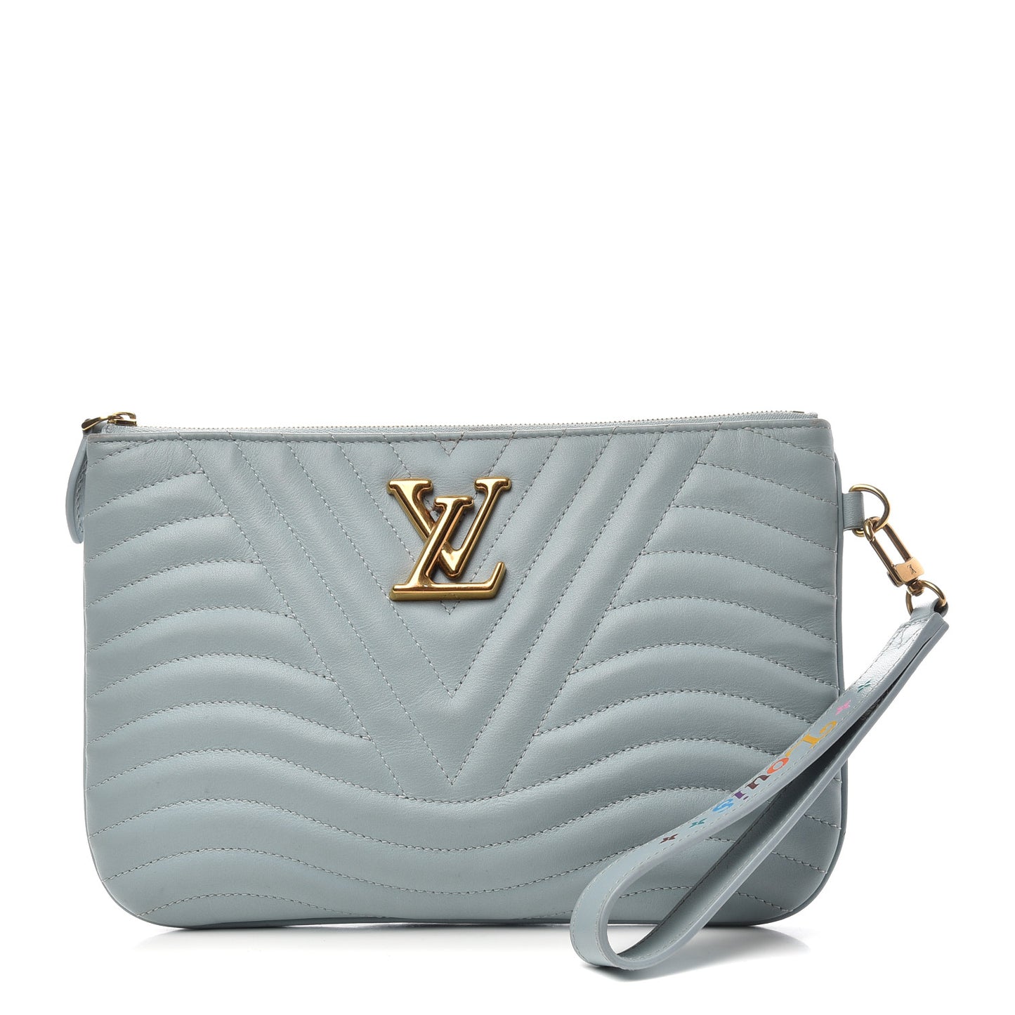Calfskin New Wave Zipped Pochette Porcelain Blue