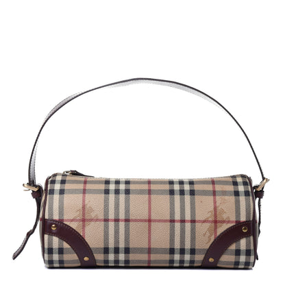 Burberry Haymarket Check Studded Barrel Bag Chocolate 1 of 10