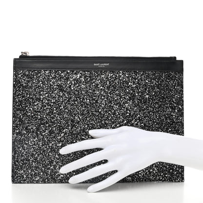 Saint Laurent Calfskin Glitter Zipped Tablet Holder Black 2 of 7