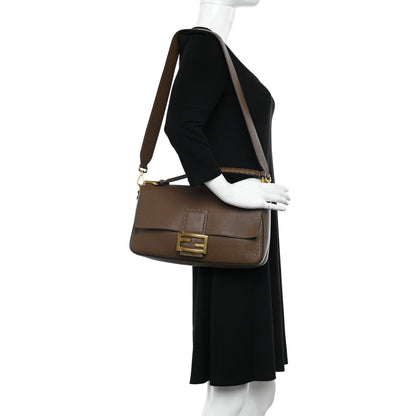 Fendi Cuoio Romano Selleria Large Baguette Fango Papavero 2 of 11