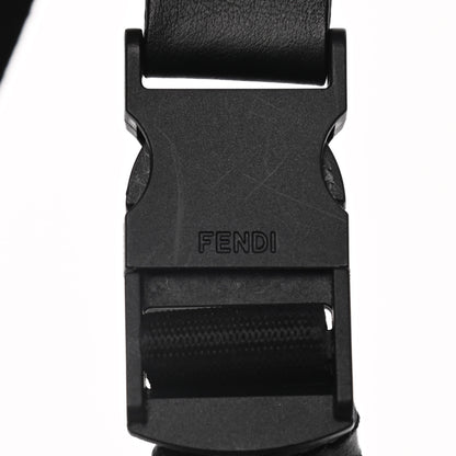 Fendi Glazed Fabric Vitello Century FF 1974 Stamp Patch Mens Pocket Belt Bag Mogano Panna Black 18 of 21