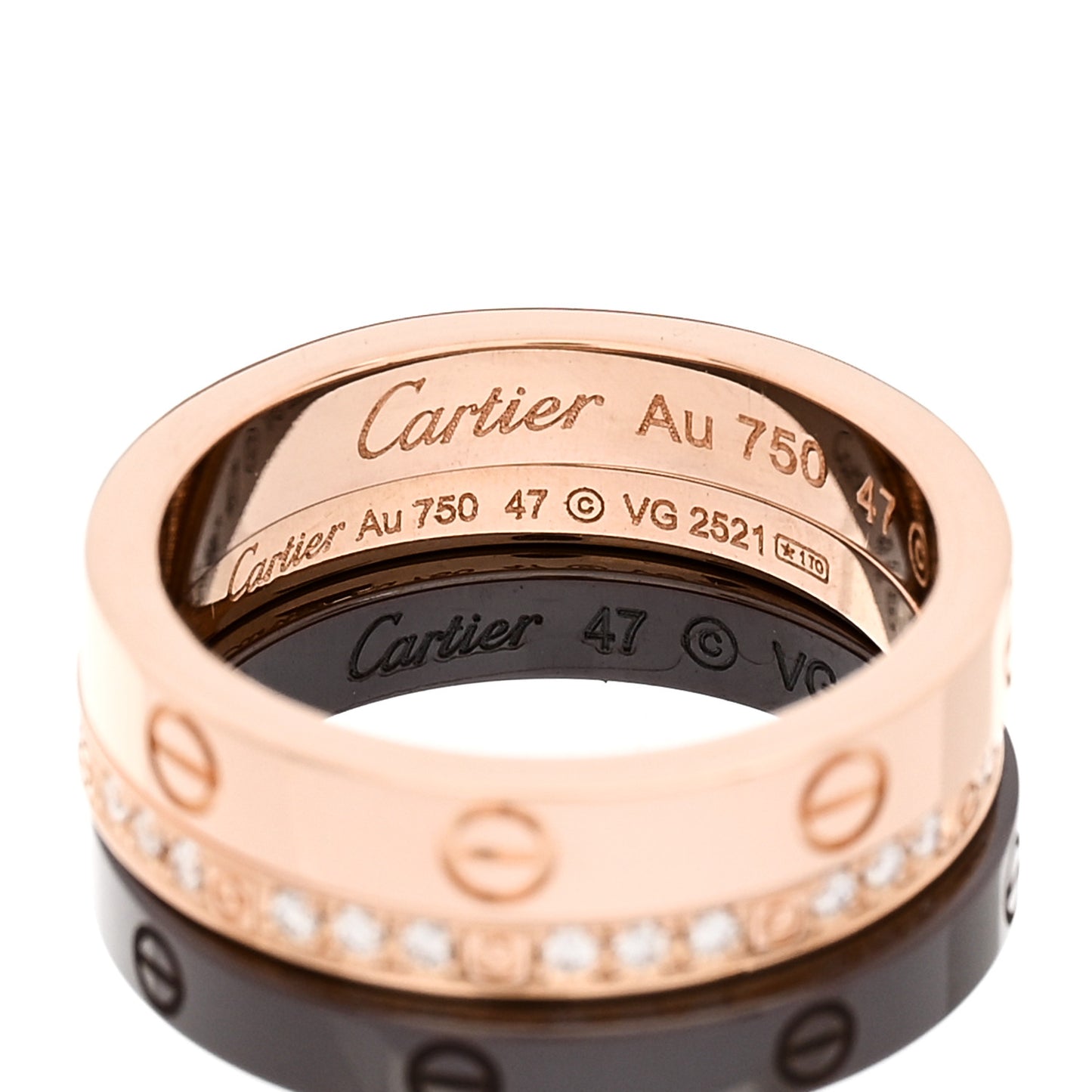 18K Pink Gold Diamond Ceramic LOVE Ring Set 47 4