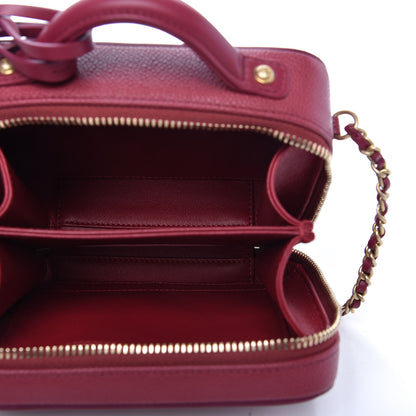 Chanel Caviar Quilted Small CC Filigree Vanity Case Burgundy 5 of 11