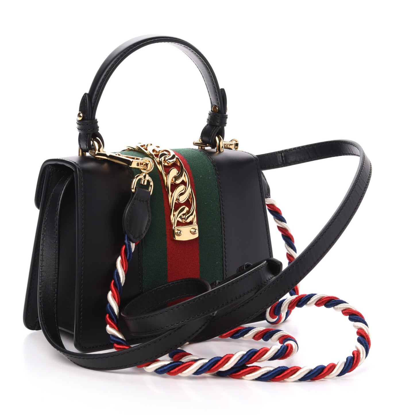 Calfskin Mini Sylvie Top Handle Bag Black