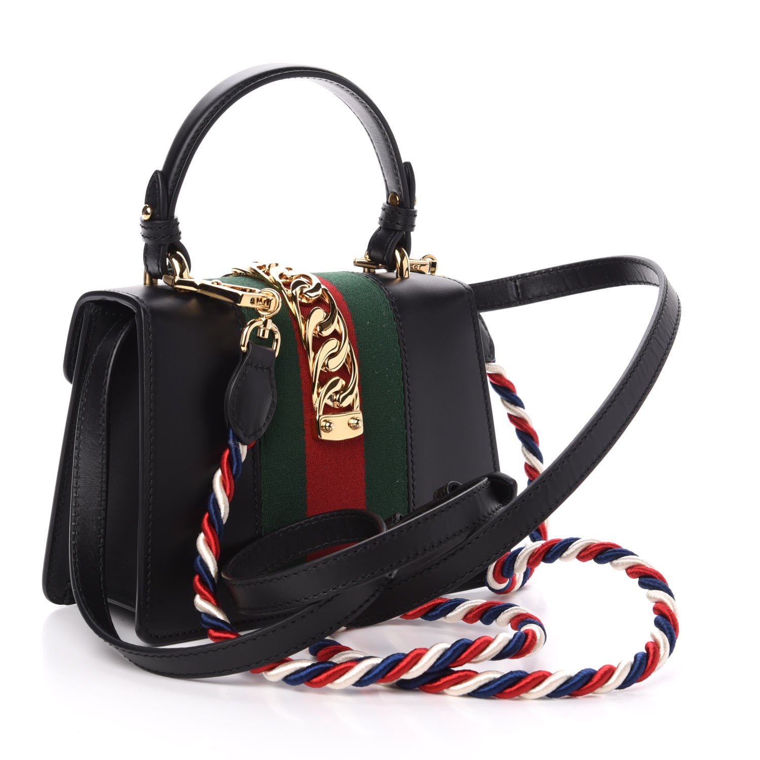 Gucci Calfskin Mini Sylvie Top Handle Bag Black 3 of 12