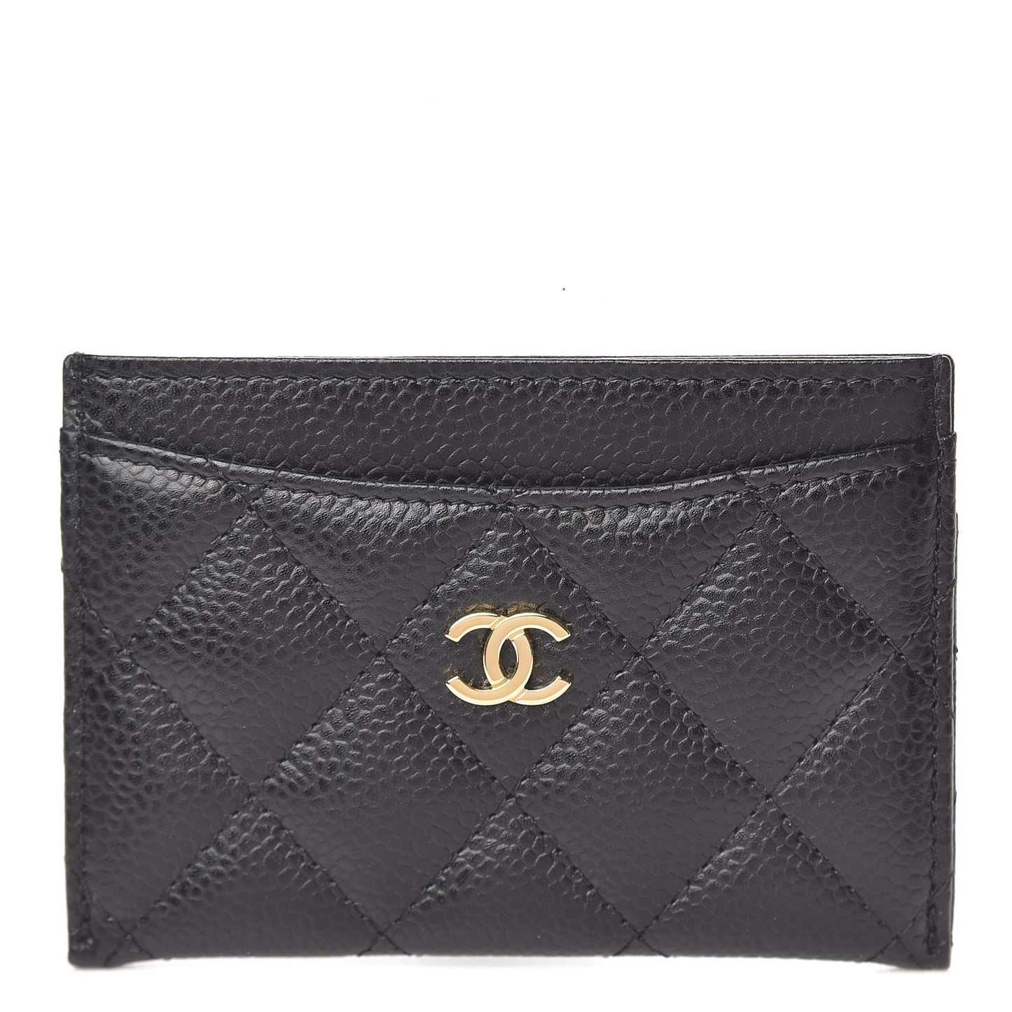 Caviar Quilted Card Holder Black