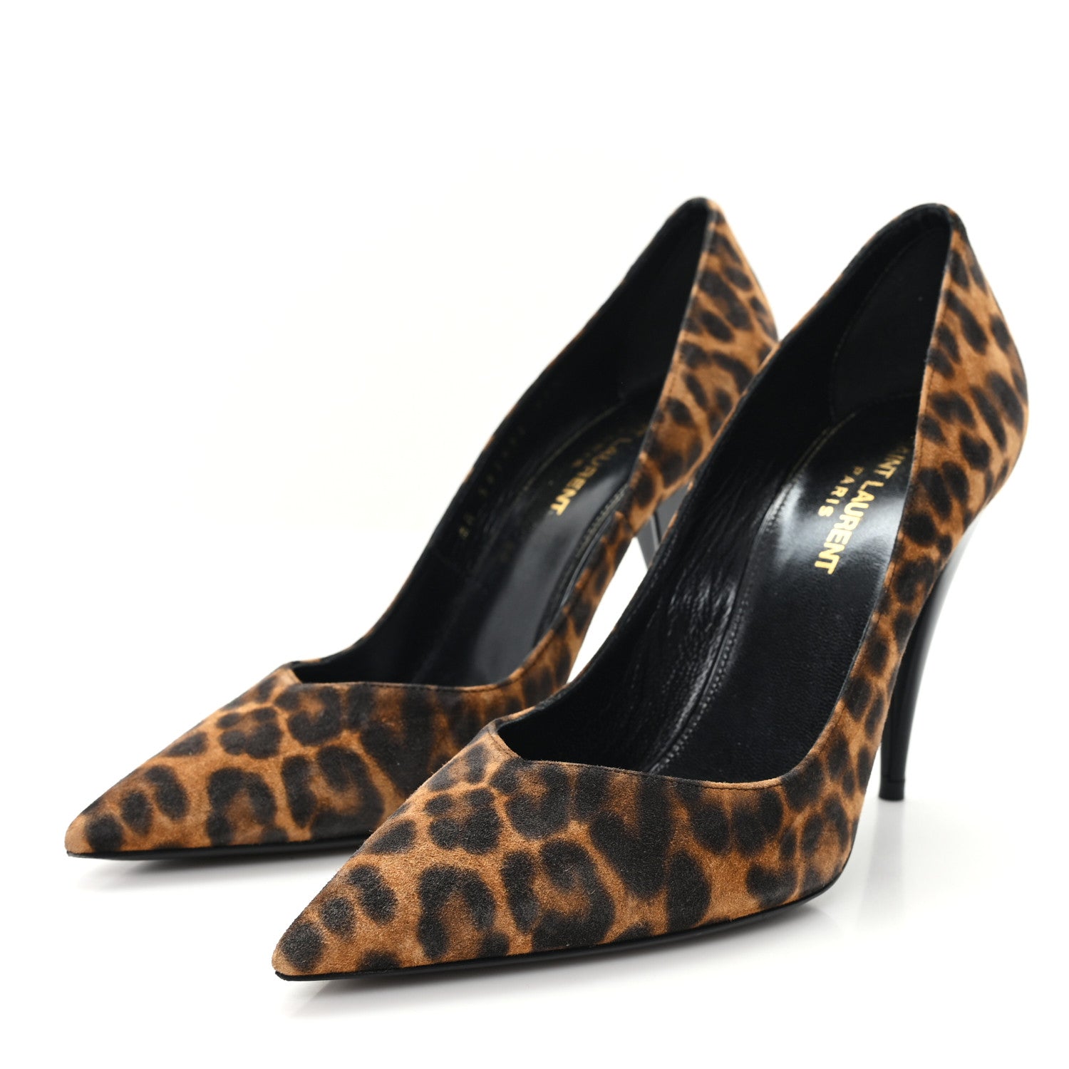 Saint Laurent Suede Leopard Printed Anja Pumps 37.5 Natural Coffee 4 of 10