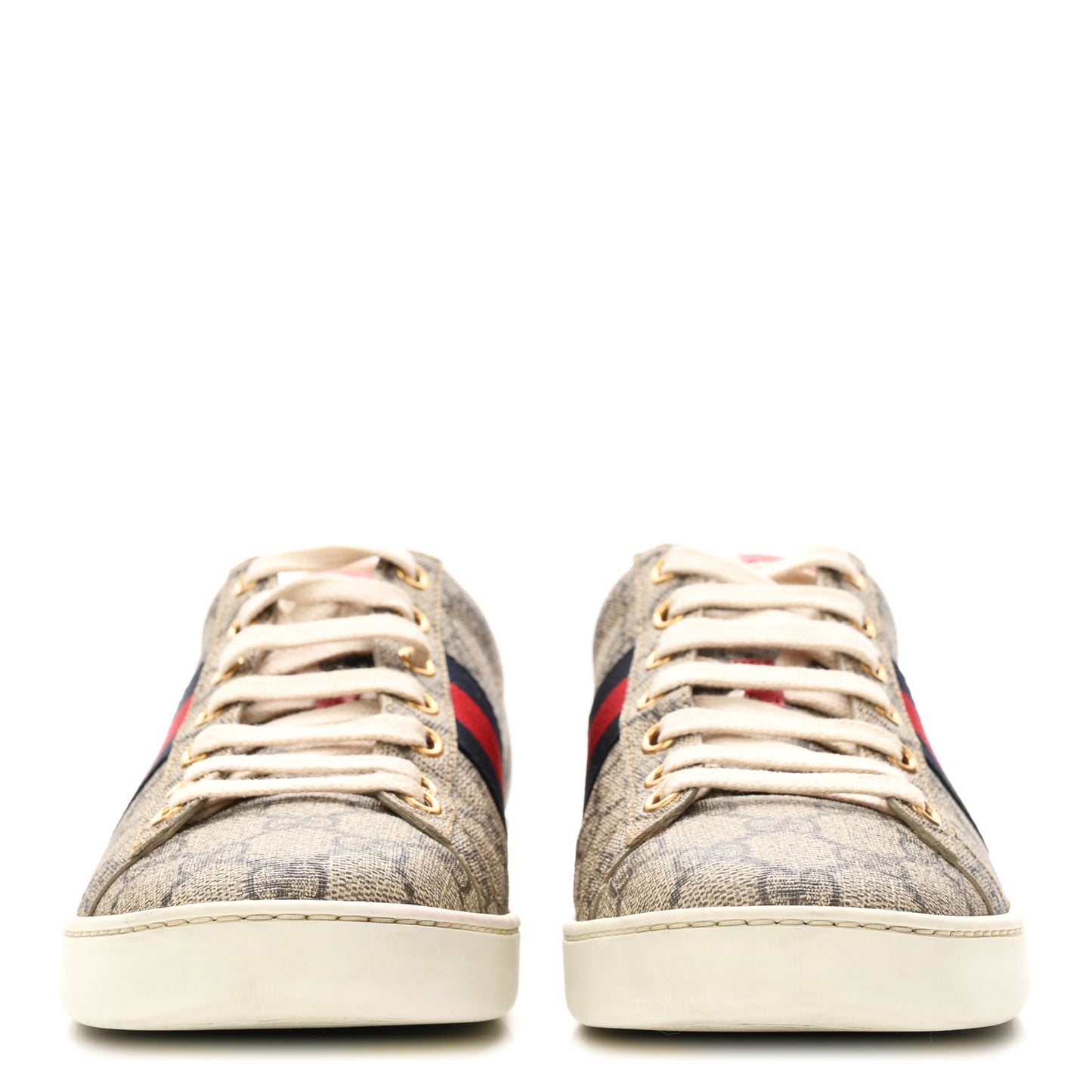 GG Supreme Monogram Womens Ace Low-Top Sneaker 37.5 Beige