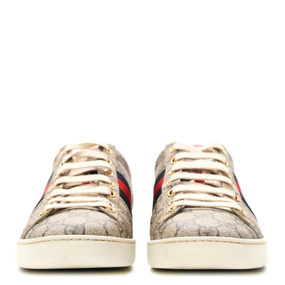 Gucci GG Supreme Monogram Womens Ace Low-Top Sneaker 37.5 Beige 3 of 10