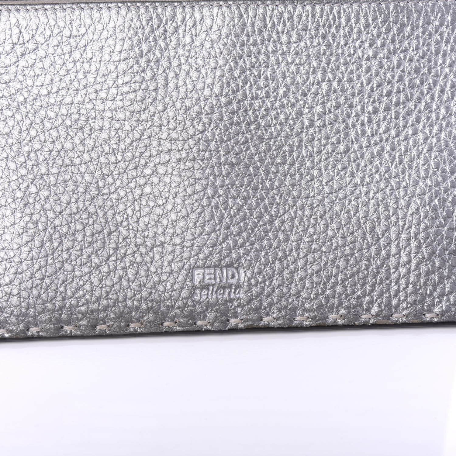 Fendi Cuoio Romano Lux Selleria Flat Clutch Argento 8 of 11