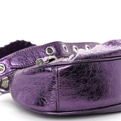 Balenciaga Metallic Agneau Arena Le Cagole Shoulder Bag XS Met Mauve 9 of 10